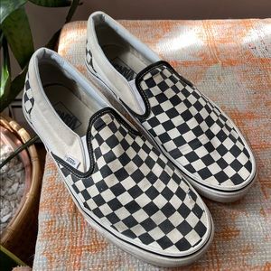 Men’s size 10 checkered Vans slip-ons